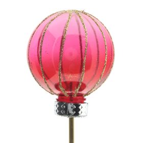   Karácsonyi Átlátszó Gömb betüző - Piros 6x50 cm pálcán