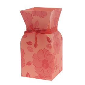 Virágmintás csokortartó box - Piros 13x13x26 cm