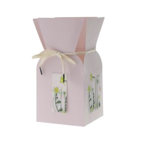   Tavaszi Virág Kártyás csokortartó box - Rózsaszín 13x13x26 cm