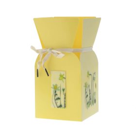   Tavaszi Virág Kártyás csokortartó box - Sárga 13x13x26 cm