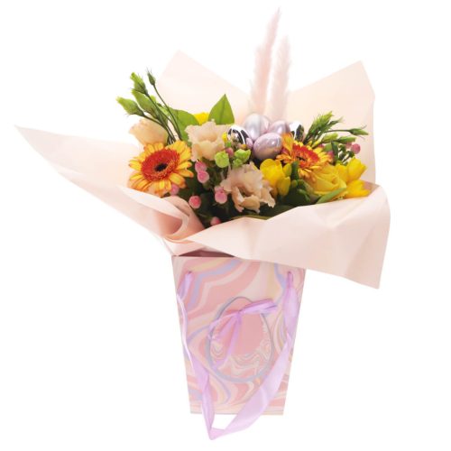 Marbled Húsvéti Virágos füles táska - Rózsaszín 15x11x25 cm