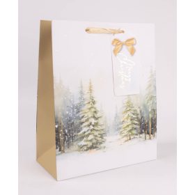 "Havas fenyők papír táska - Fehér 26x32 cm