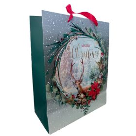 Kar. Koszorú papír táska - Kék 26x32 cm