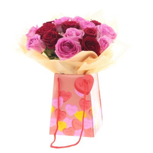 Candy Love füles papír táska - Rózsaszín 11x15x20 cm