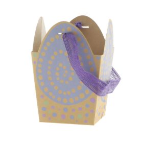 Szallagos Tojás mintás papír táska - Lila 12x10x12 cm