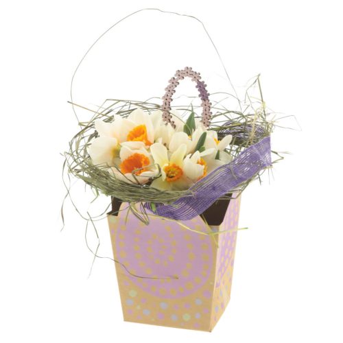 Szallagos Tojás mintás papír táska - Lila 12x10x12 cm