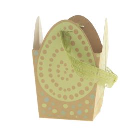 Szallagos Tojás mintás papír táska - Zöld 12x10x12 cm