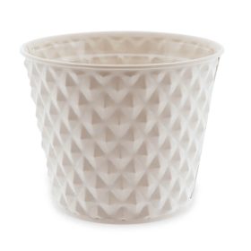 Gyémánt mintás bádog kaspó - Fehér 13x12 cm