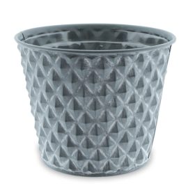 Gyémánt mintás bádog kaspó -Szürke  13x12 cm